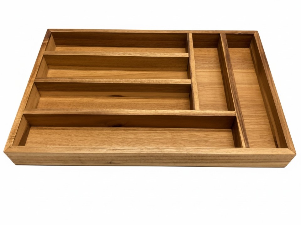 Acacia 5-Compartments Wood Flatware Organizer 